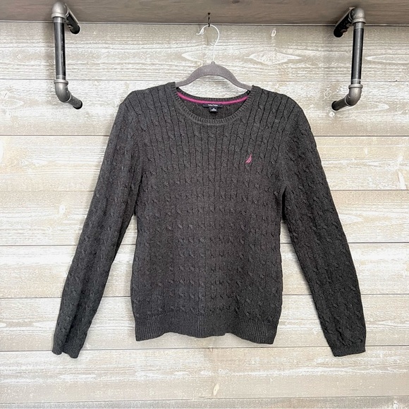 Nautica Sweaters - Nautica | Women’s Classic Cable Knit Crew Sweater Dark Gray Size Medium